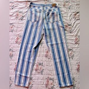 Pinstripe American Eagle Mom Jeans Sailor Beachy Look Size 4